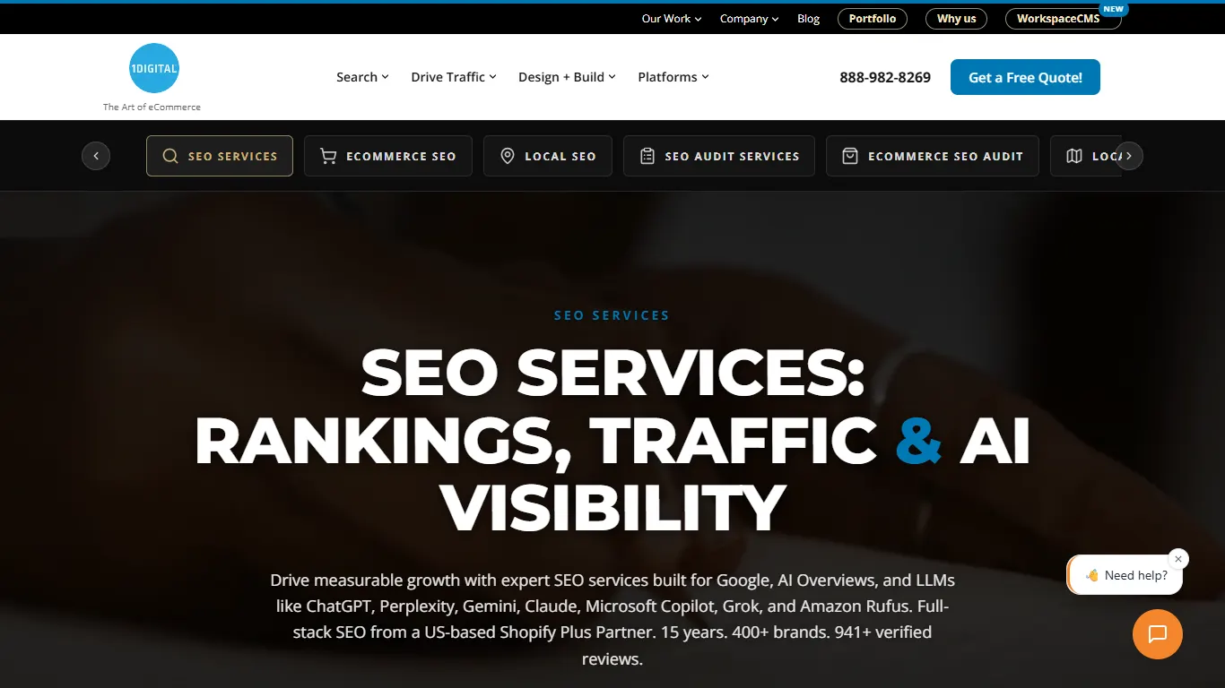 1Digital Agency homepage, an SEO agency in Philadelphia, PA