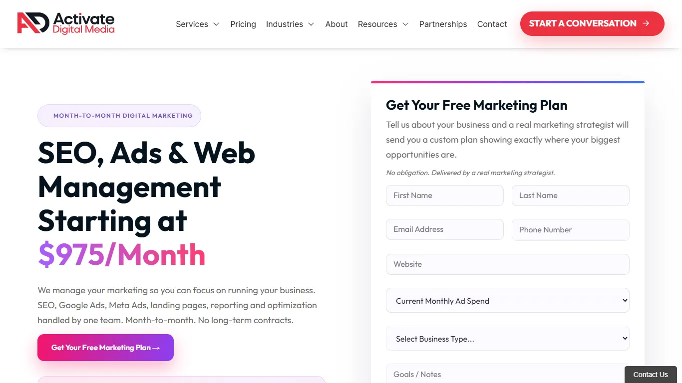 Activate Digital Media homepage, an SEO agency in The Woodlands, TX