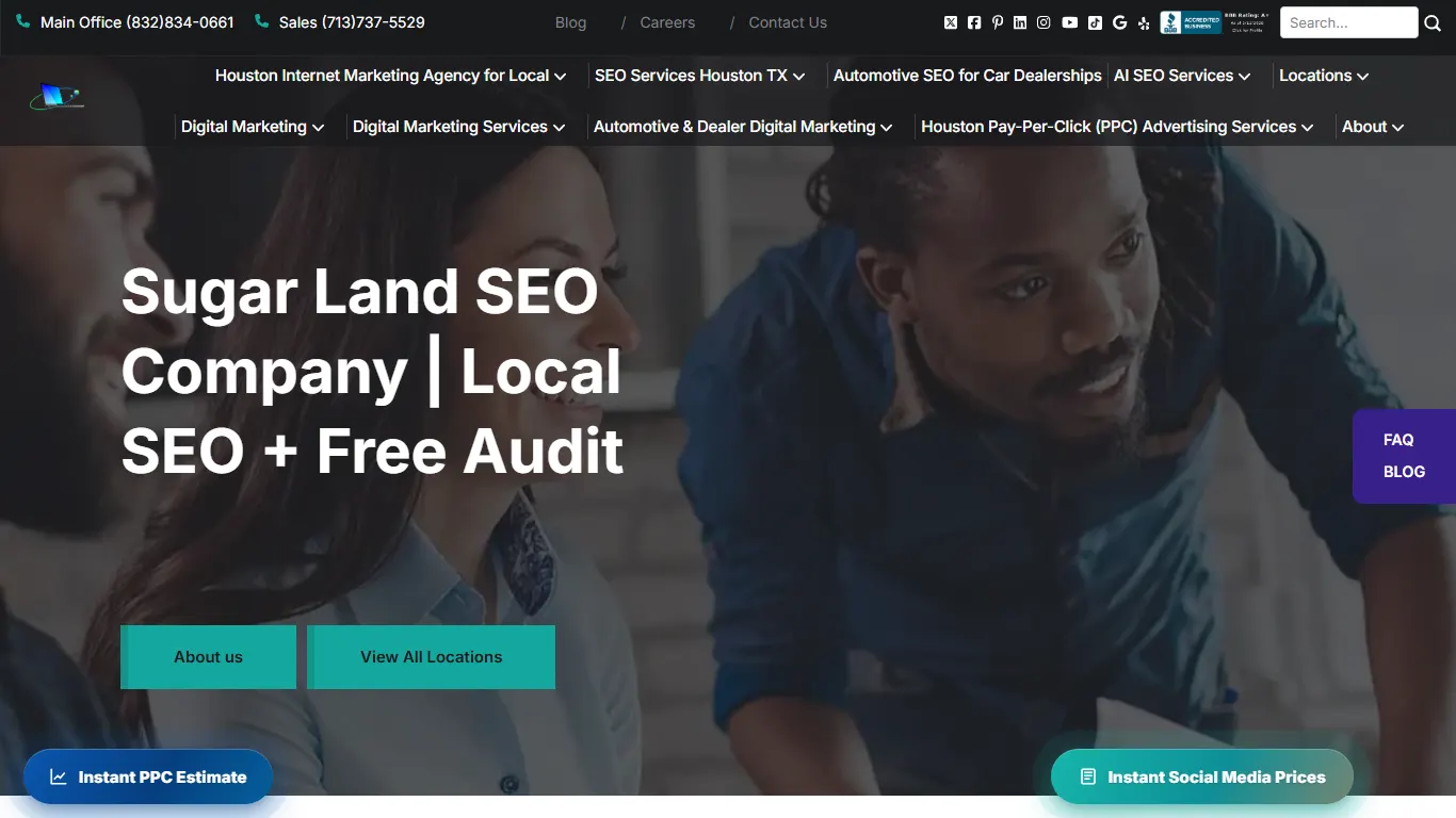 Actual SEO Media homepage, an SEO agency in Sugar Land, TX