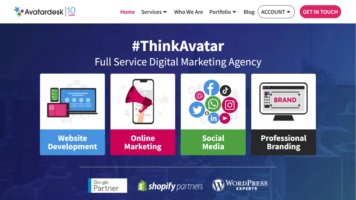 Avatardesk homepage, an SEO agency in Sugar Land, TX