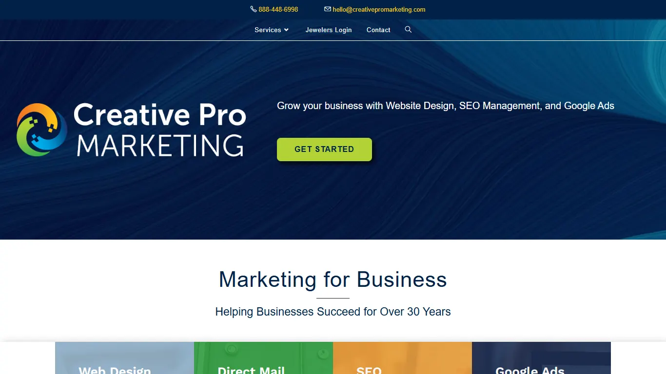 Creative Pro Marketing homepage, an SEO agency in Philadelphia, PA