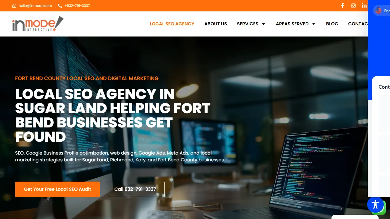 Inmode Interactive homepage, an SEO agency in Sugar Land, TX
