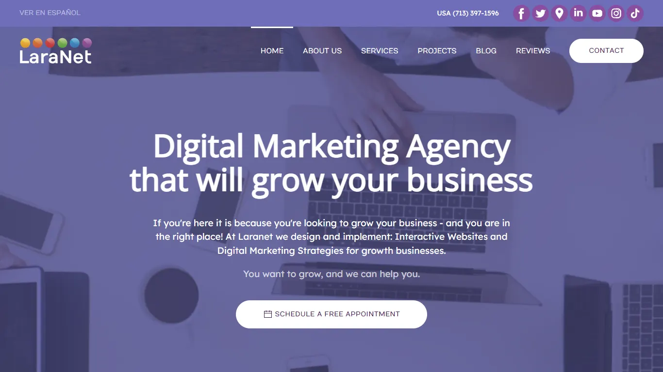 LaraNet homepage, an SEO agency in Katy, TX