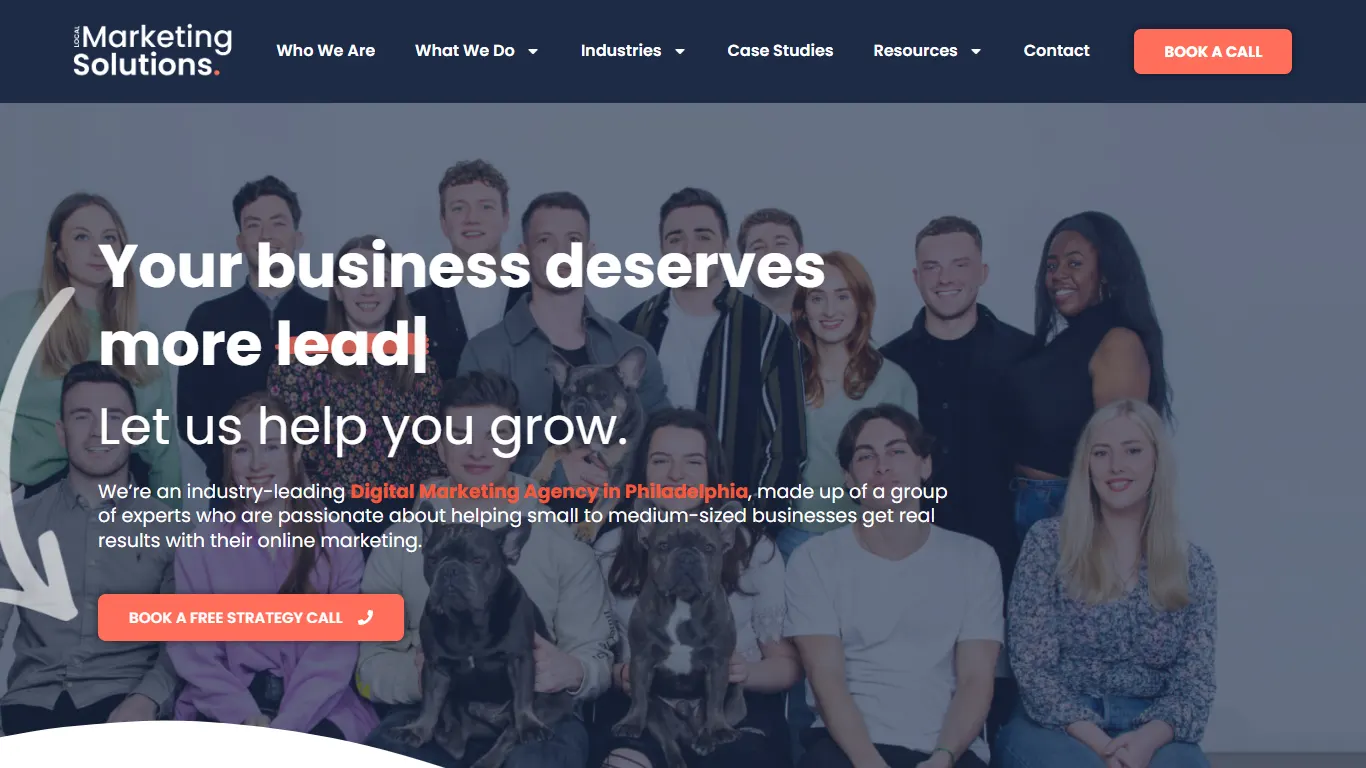 Local Marketing Solutions homepage, an SEO agency in Philadelphia, PA
