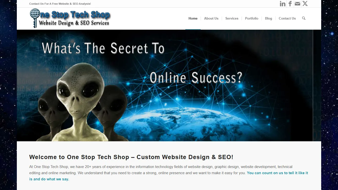 One Stop Tech Shop homepage, an SEO agency in Virginia Beach, VA