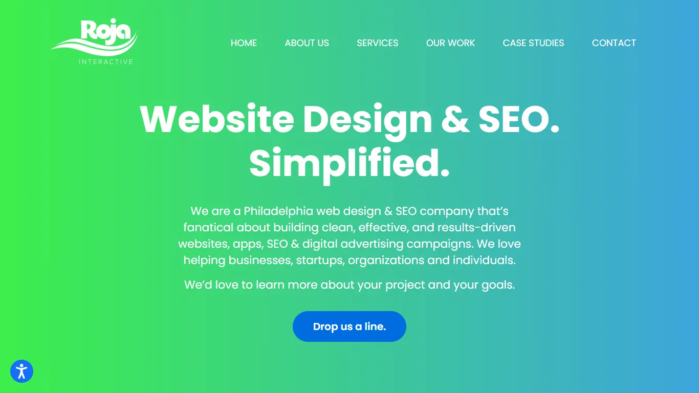 Roja Interactive homepage, an SEO agency in Philadelphia, PA