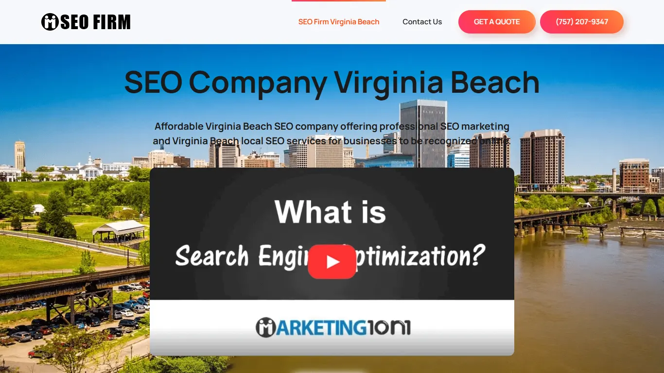 SEO Firm Virginia Beach homepage, an SEO agency in Virginia Beach, VA
