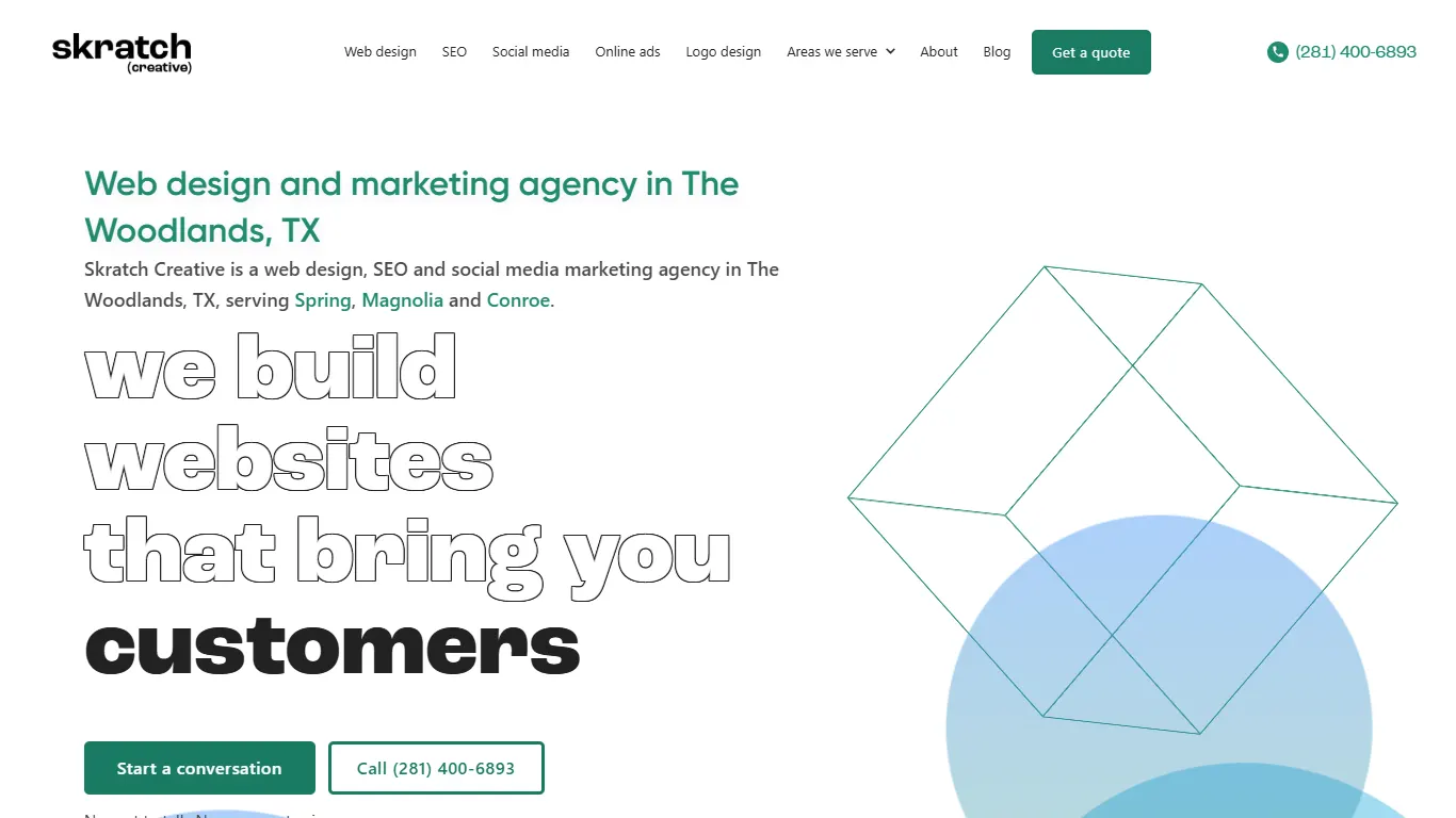 Skratch Creative homepage, an SEO agency in The Woodlands, TX