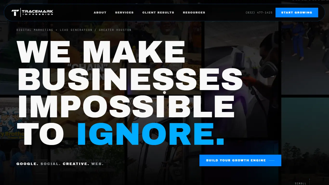 Tracemark Impression homepage, an SEO agency in The Woodlands, TX